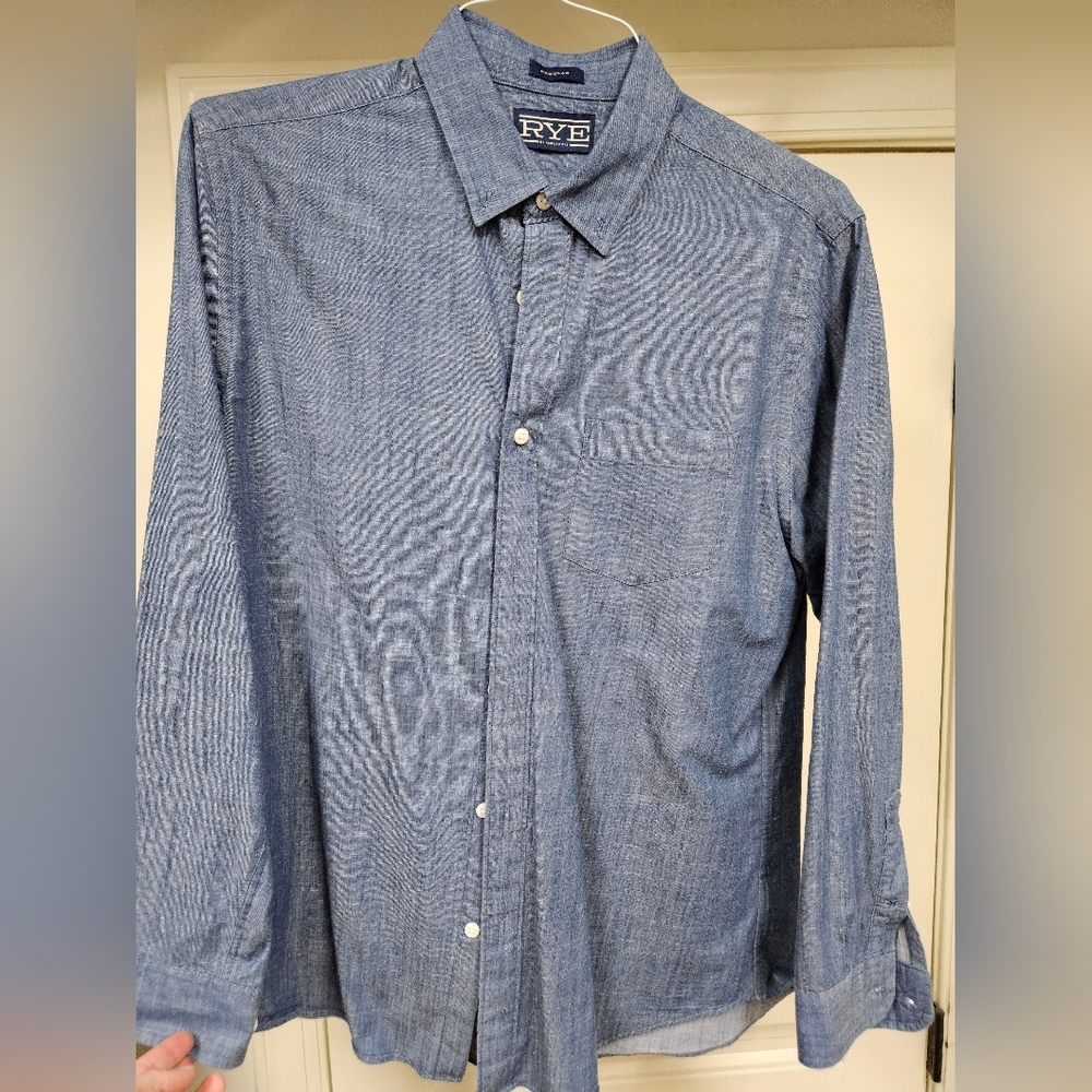 Rye Men's M Regular Fit Classic Blue Button-Down